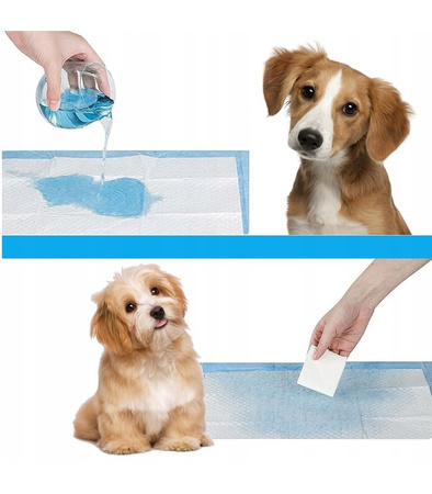 PODKŁADY CHŁONNE DLA PSA 33 X 45 100 SZT. MATY HIGIENICZNE DO NAUKI SIKANIA + WORKI
