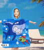 PONCZO PLAŻOWE DLA DZIECI Z KAPTUREM 60 X 90 CM RĘCZNIK KĄPIELOWY BASENOWY PLAŻOWY Z MIKROFIBRY