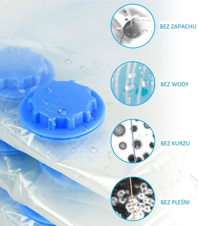 WORKI PRÓŻNIOWE NA UBRANIA 110 x 110 Z POMPKĄ W ZESTAWIE 12 SZT. HERMETYCZNE WIELORAZOWE