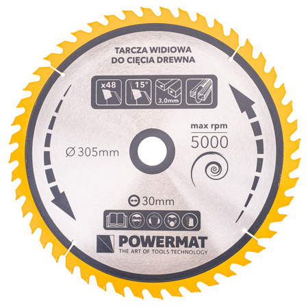 Tarcza widiowa do drewna 305x30 48z TDD-305x30x48Z