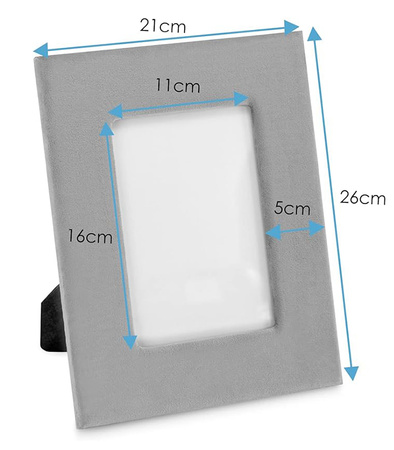 RAMKA NA ZDJĘCIE 21 X 26 CM PROSTOKĄTNA AKSAMITNA STOJĄCA DESIGNERSKA REGULOWANA DO WNĘTRZ