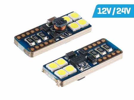 Żarówka VISION W5W (T10) 12/24V 8x 3030 SMD LED, nonpolar, CANBUS, biała, 2 szt.