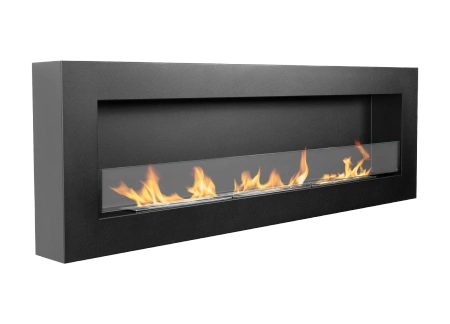 Biokominek wiszący z szybą 1200x400 Box czarny strukturalny mat