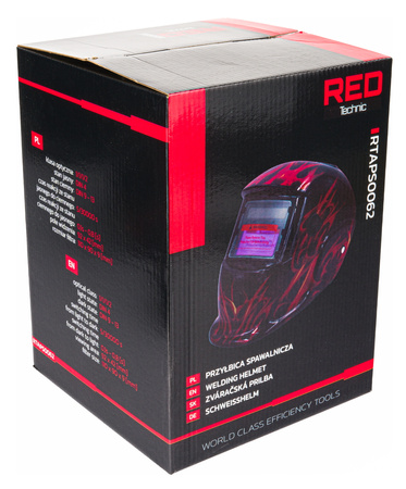 SAMOŚCIEMNIAJĄCA MASKA PRZYŁBICA SPAWALNICZA FILTR AUTOMATYCZNA RED TECHNIC RTAPS0062
