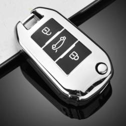 POKROWIEC NA KLUCZYK DO PEUGEOT SREBRNY