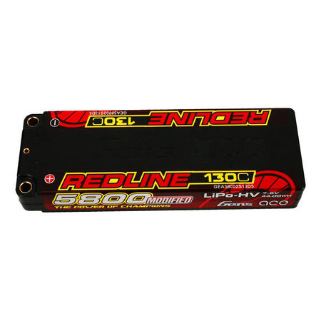 Gens ace Redline Series 5800mAh 7.6V 130C 2S1P HardCase 56# HV Ultra LCG LiPo Battery