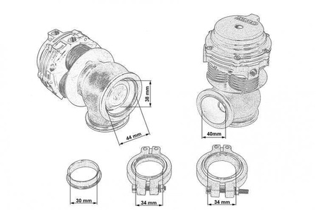 Wastegate zewnętrzny TurboWorks 38mm chłodzony wodą 2,5 Bar V-Band Blue