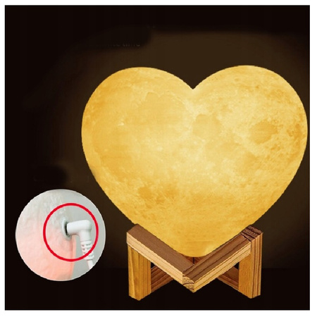 LAMPKA NOCNA SERCE LAMPA KSIĘŻYC 3D 55 CM MOON
