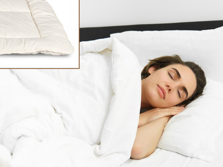 KOŁDRA DORIS 160 X 200 OWCZA WEŁNA MIĘKKA PUSZYSTA ODDYCHAJĄCA NATURALNA KOMFORTOWA CAŁOROCZNA