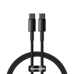 Kabel USB-C na USB-C Baseus Tungsten Gold, 100W, 1m czarny