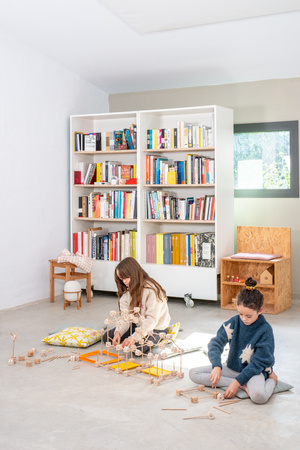 Drewniane klocki konstrukcyjne Mini Trigonos L - 130 el.