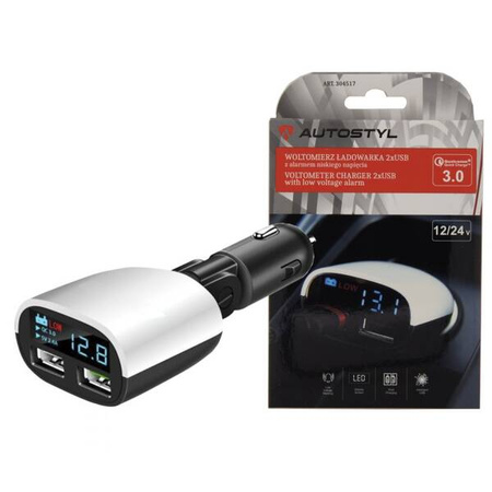 Ładowarka 2xUSB woltomierz alarm niskiego napięcia 8-30V 2xUSB 3.4A + alarm