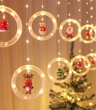 KURTYNA LED GIRLANDA NA OKNO FIGURKI ŚWIĄTECZNE DEKORACJA OKIENNA