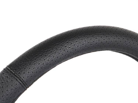 Pokrowiec na kierownicę, "M" 37-39 cm, z 1 odcinka skóry naturalnej, perforowany, czarny