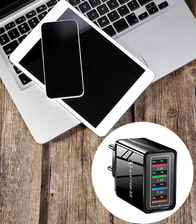 ŁADOWARKA SIECIOWA SZYBKA 4 X USB ADAPTER QUICK CHARGE 3.0 UNIWERSALNY