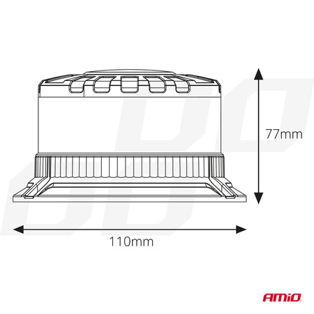 Lampa ostrzegawcza błyskowa kogut LED W28B 12V 24V AMIO-04109