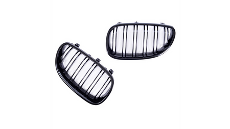 Grill sportowy podwójne żeberka Gloss Black BMW 5 E60 E61 2003-2010