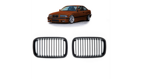Grill sportowy pojedyncze żeberka Matt Black BMW 3 E36 Compact przed liftem 1991-1996