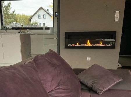 BIOKOMINEK 1200X400 czarny Strukturalny z  szybą