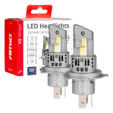 Żarówki samochodowe LED seria X5 Winger H4 6000K Canbus AMIO-03945