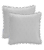 POSZEWKA DEKORACYJNA 2 SZT POKROWIEC OZDOBNY 45 X 45 CM TŁOCZONE WZORY I POMPONY
