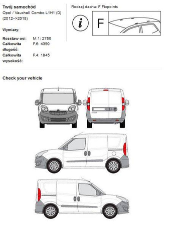 Bagażnik dachowy dedykowany Opel Combo 2012 ->