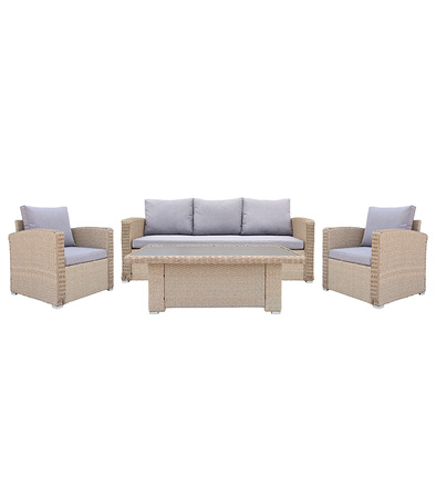 ZESTAW MEBLI OGRODOWYCH BARLETTA TECHNORATTAN TRWAŁY DUŻY NOWOCZESNY PODUSZKI STÓŁ DO OGRODU NA TARAS DLA 5 OSÓB