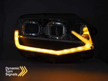 Reflektory LED TUBE LIGHT BLACK DRL SEQ do VW T6 2015–2019