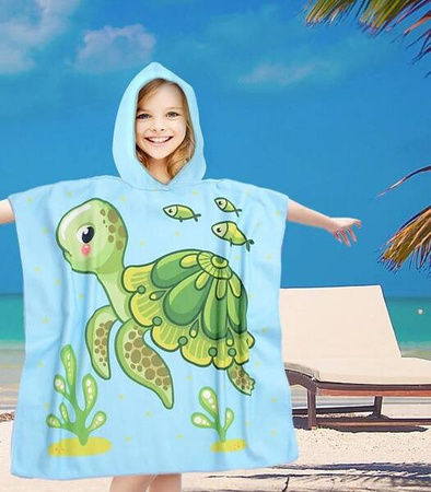 PONCZO PLAŻOWE DLA DZIECI Z KAPTUREM 60 X 90 CM RĘCZNIK KĄPIELOWY BASENOWY PLAŻOWY Z MIKROFIBRY