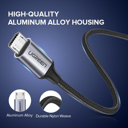 Kabel USB do Micro USB UGREEN  US290 QC 3.0 2.4A 1m (czarny)