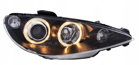 Reflektory przednie Peugeot 206 BLACK RINGI