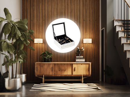 ORGANIZER NA BIŻUTERIĘ DROBIAZKI KOSMETYKI SZKATUŁKA POJEMNA PRZEGRÓDKI SZYBA