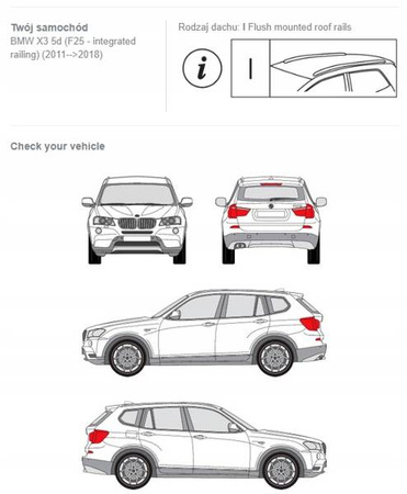 Bagażnik dachowy belki fuse BMW X3 F25 5d DARK