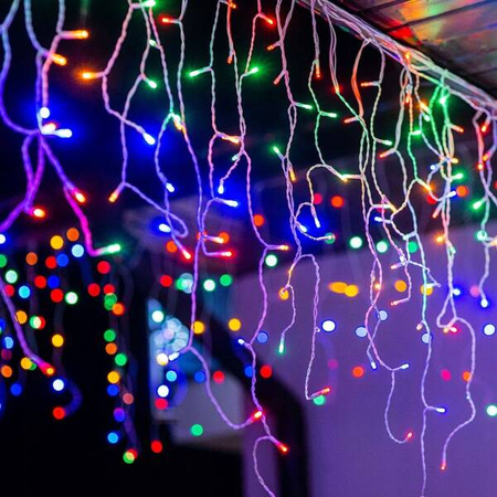 LAMPKI ZEWNĘTRZNE SOPLE 500 LED ZIMNA BIEL 20M EFEKT FLASH KURTYNA GIRLANDA OŚWIETLENIE ŚWIĄTECZNE