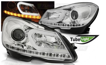 Lampy Reflektory Mercedes W204 11-14 CHROME LED