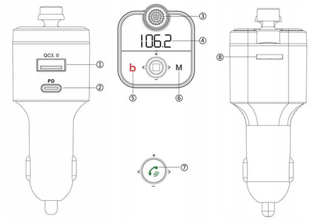 Transmiter FM Bluetooth 5.0 ładowarka QC 4.0 PD20W