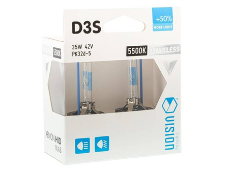 Żarówki ksenonowe VISION D3S 5500K 42V 35W PK32d-5 +50% Limitless White, 2 szt.