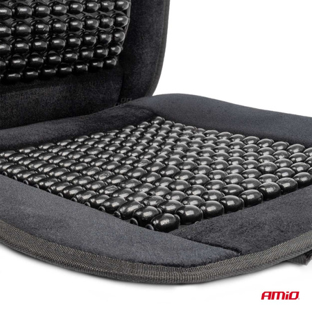 Mata na siedzenie fotel koralikowa czarna koraliki do samochodu 45x120cm CSM-16 AMIO-04429