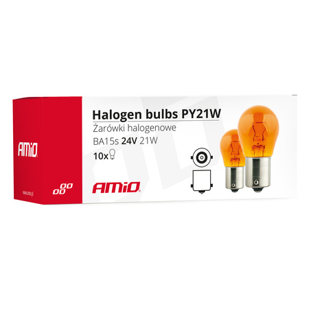 Żarówki halogenowe PY21W BA15s 24V 21W AMBER 10 szt. (E8) AMIO-01005