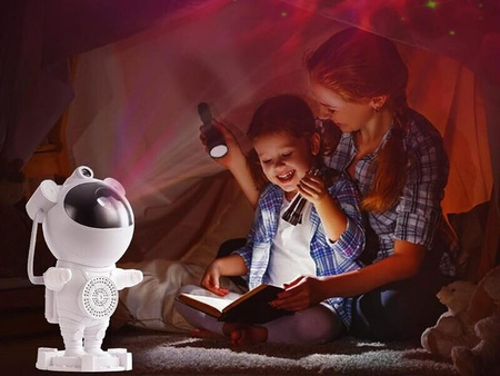 PROJEKTOR GWIAZD ASTRONAUTA Z PILOTEM LAMPKA NOCNA LED GŁOŚNIK BLUETOOTH EFEKTY ŚWIETLNE TIMER