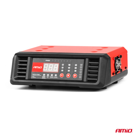 Prostownik cyfrowy stacjonarny 10A 6V 12V AMIO-04056