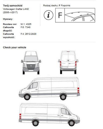 Platforma dachowa bagażowa vw Crafter I L4H2