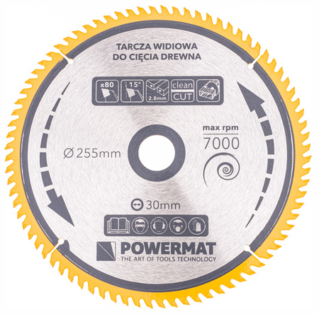 Tarcza widiowa do drewna 255x30 80z TDD-255x30x80Z