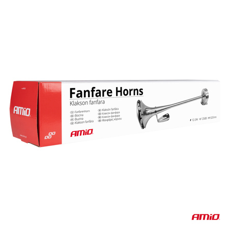 Klakson fanfara sygnał dźwiękowy chrom 620 mm 12V 24V LowTone AMIO-04078