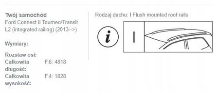 Bagażnik dachowy belki Ford Connect II Transit