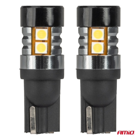 Żarówki LED CANBUS T10 W5W 9 SMD 3030 White 12V 24V AMIO-04241