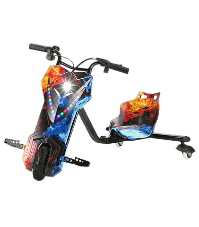 TRÓJKOŁOWY GOKART ELEKTRYCZNY SKUTER POJAZD DESKOROLKA HULAJNOGA DRIFTUJĄCA REGULOWANA LED WYŚWIETLACZ KLAKSON BLUETOOTH DLA DZIECI MŁODZIEŻY
