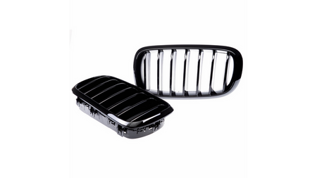 Grill sportowy pojedyncze żeberka Gloss Black BMW X5 F15 F85 X6 F16 F86 2013-2018