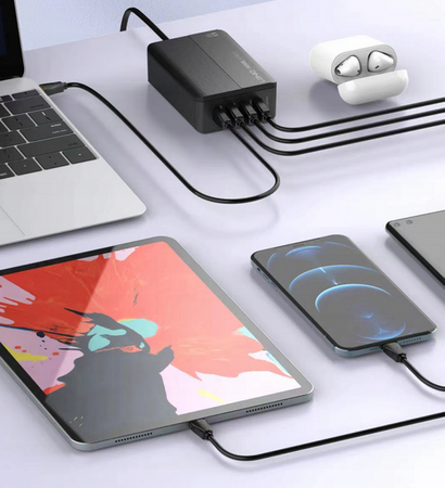 Ładowarka zasilacz 65W 4x USB TYP C PD QC LCD LED