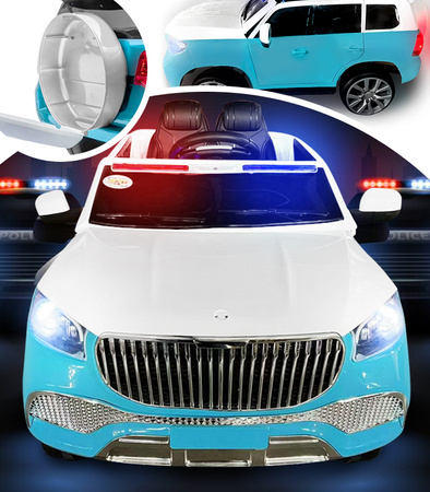 AUTO NA AKUMULATOR SUV POLICYJNE NIEBIESKIE MP3 USB BUJAK MUZYKA PILOT OTWIERANE DRZWI ŚWIATŁA LED DO ZABAWY DLA DZIECI